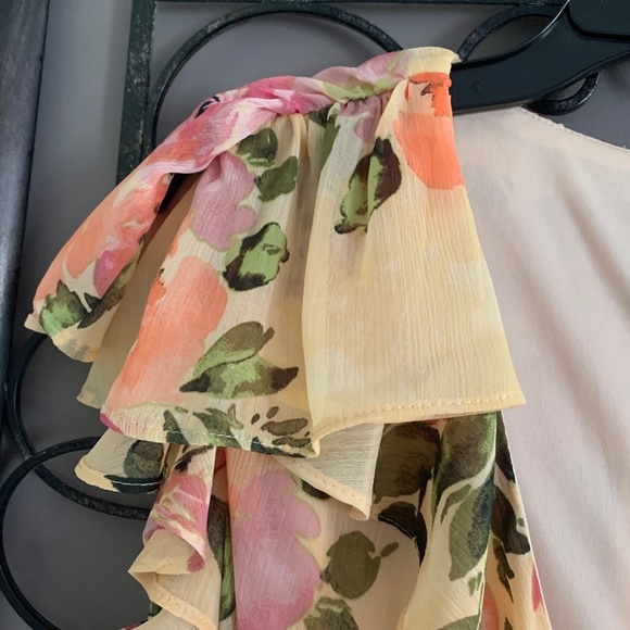 LONDON Times Cold Shoulder Ruffle Midi Dress Size 12P NWT - Picture 6 of 10